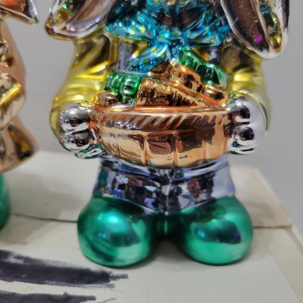 Armchair Shopper Shimmering Bunny Pair Easter‎ Hand Blown Mercury Glass So Cute!